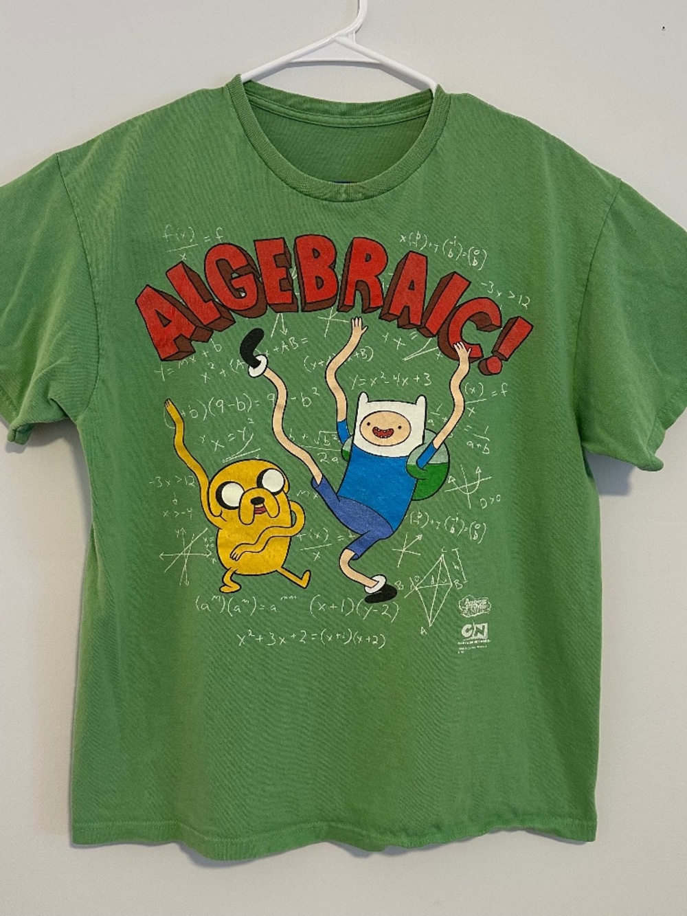 Adventure Time Algebraic CN Graphic Print T-Shirt Medium Green Y2K Short Sleeve